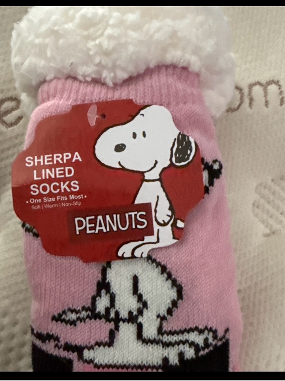 PEANUTS  Pink Sherpa-Lined Socks